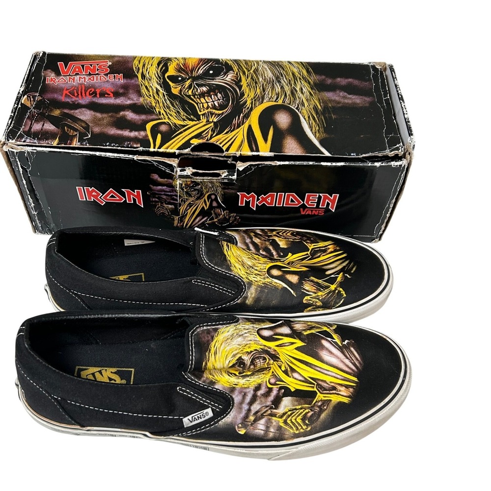 Vans Classic Slip-On Iron Maiden Killers Men's Size 12 Black Yellow Shoes w/ box